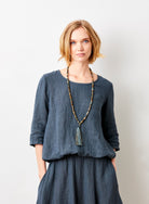 Sonita Linen Bubble Hem Long Sleeve Top - Suzy D London