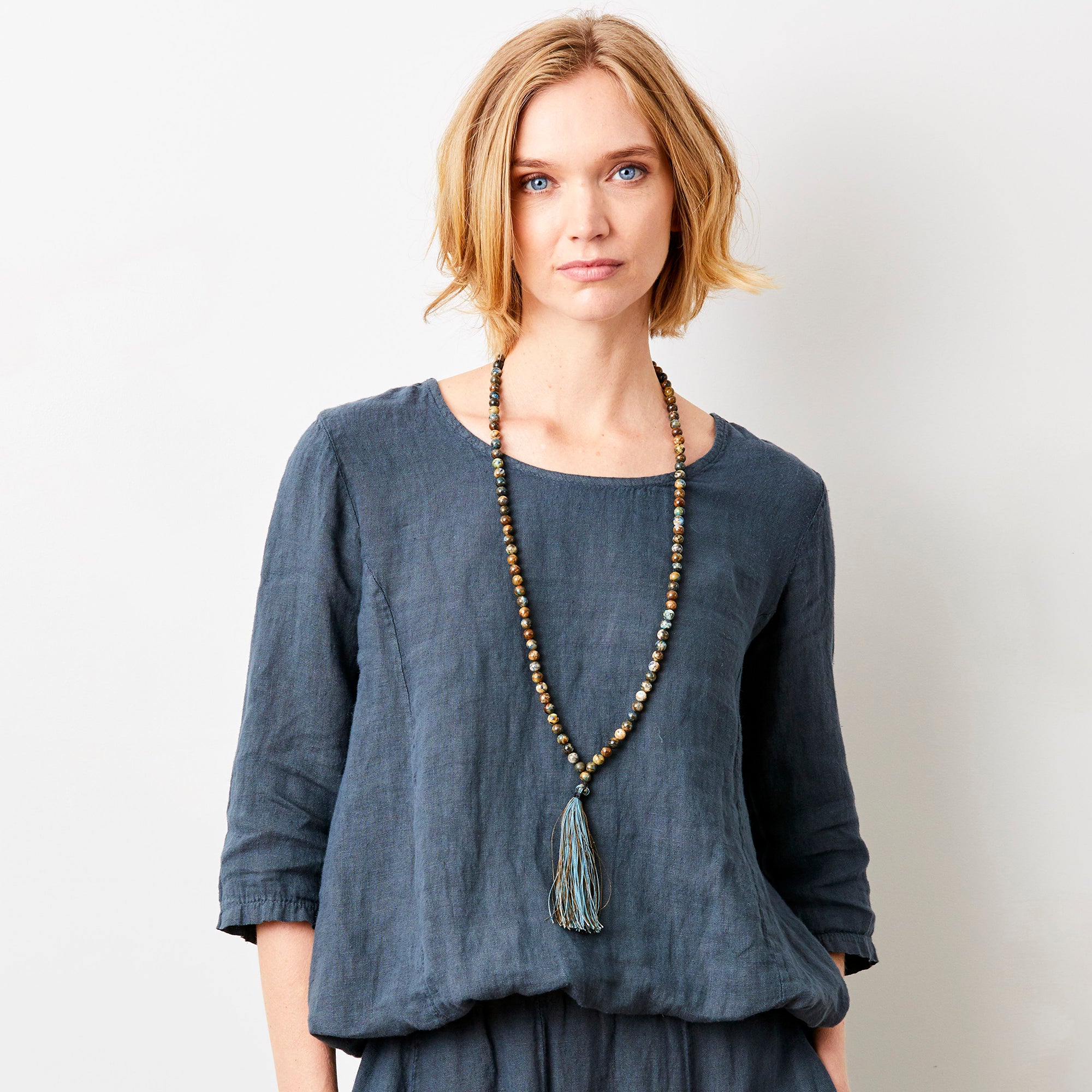 Sonita Linen Bubble Hem Long Sleeve Top - Suzy D London