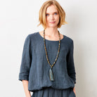 Sonita Linen Bubble Hem Long Sleeve Top - Suzy D London
