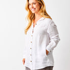 Soraya Linen Long Shirt With Side Pockets - Suzy D London
