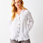 Soraya Linen Long Shirt With Side Pockets - Suzy D London
