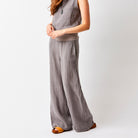Sultan Wide Leg Linen Pants With Stretch Waistband - Suzy D London
