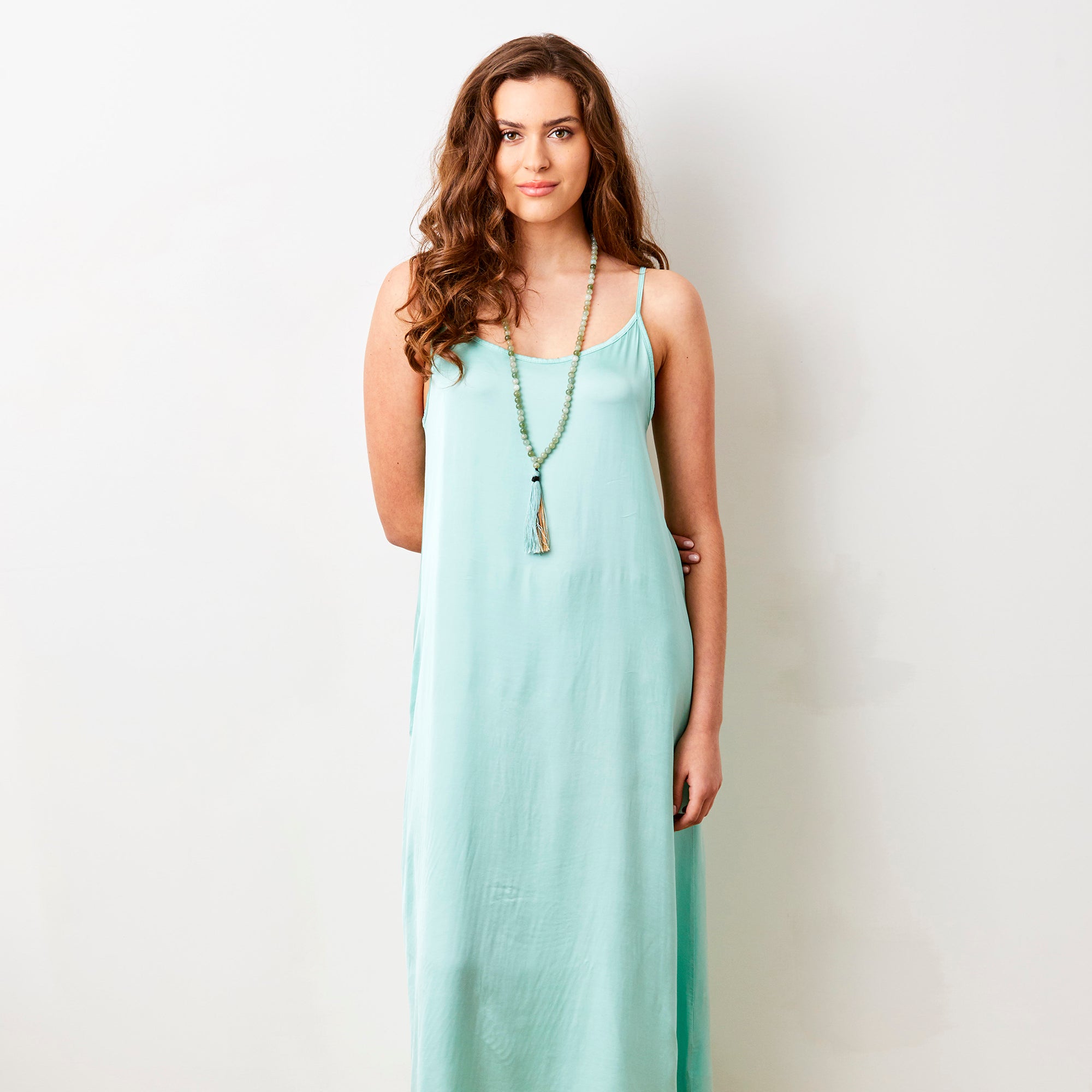Suzie Satin Shoestring Strap Maxi Dress - Suzy D London