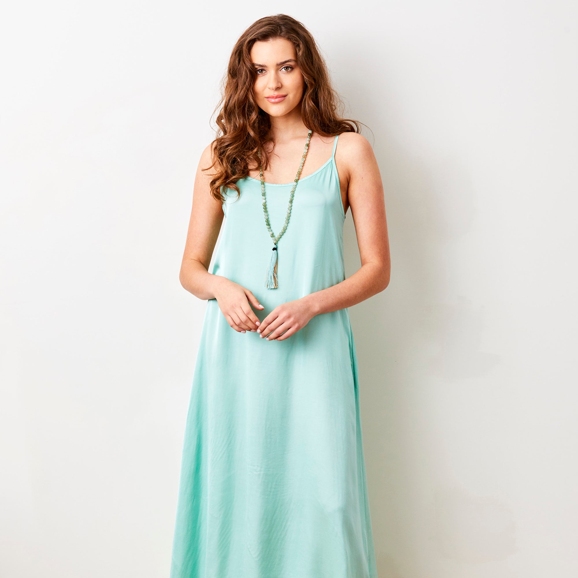 Suzie Satin Shoestring Strap Maxi Dress - Suzy D London