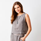 Sylviana Linen Round Neck Sleeveless Top - Suzy D London