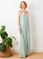 Geranium Print Crepe Maxi Dress With Frill Straps - Suzy D London