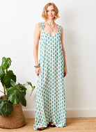 Geranium Print Crepe Maxi Dress With Frill Straps - Suzy D London