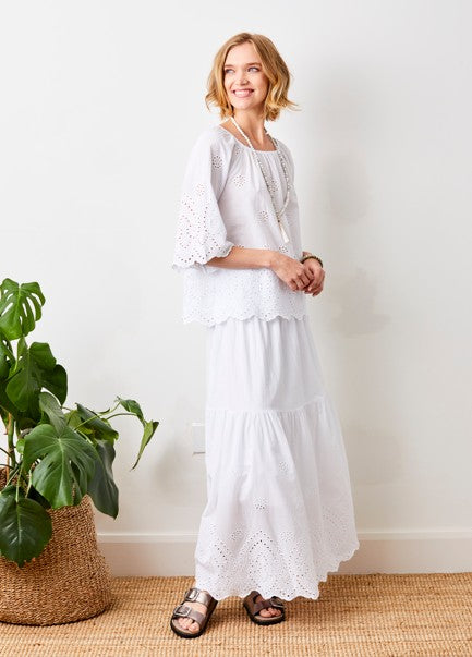 Waterlily Broderie Anglaise Maxi Skirt - Suzy D London