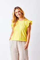 Ylora Frill Sleeve Cotton Tee - Suzy D London