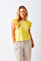 Ylora Frill Sleeve Cotton Tee - Suzy D London
