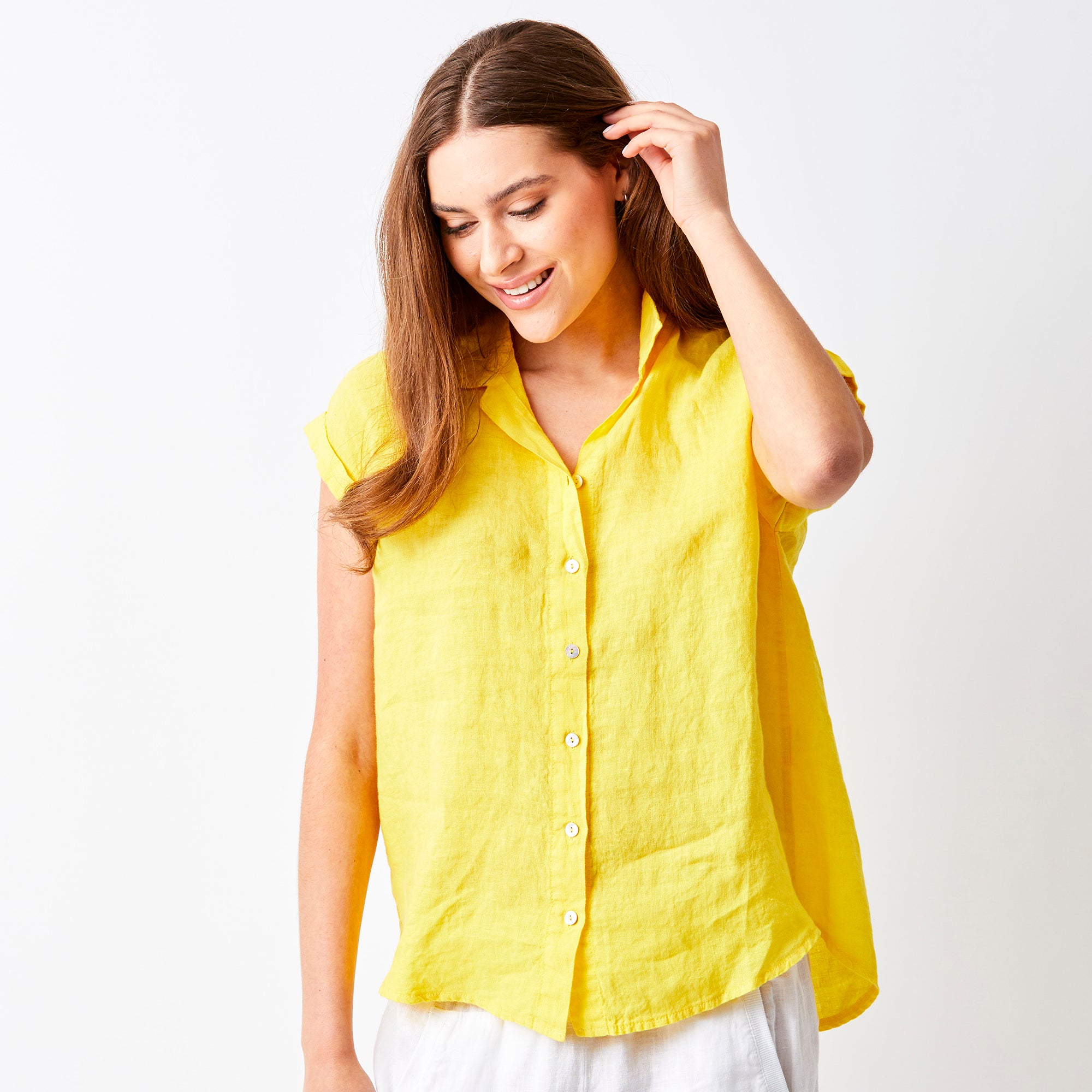 Ynez Short Sleeve Linen Shirt - Suzy D London