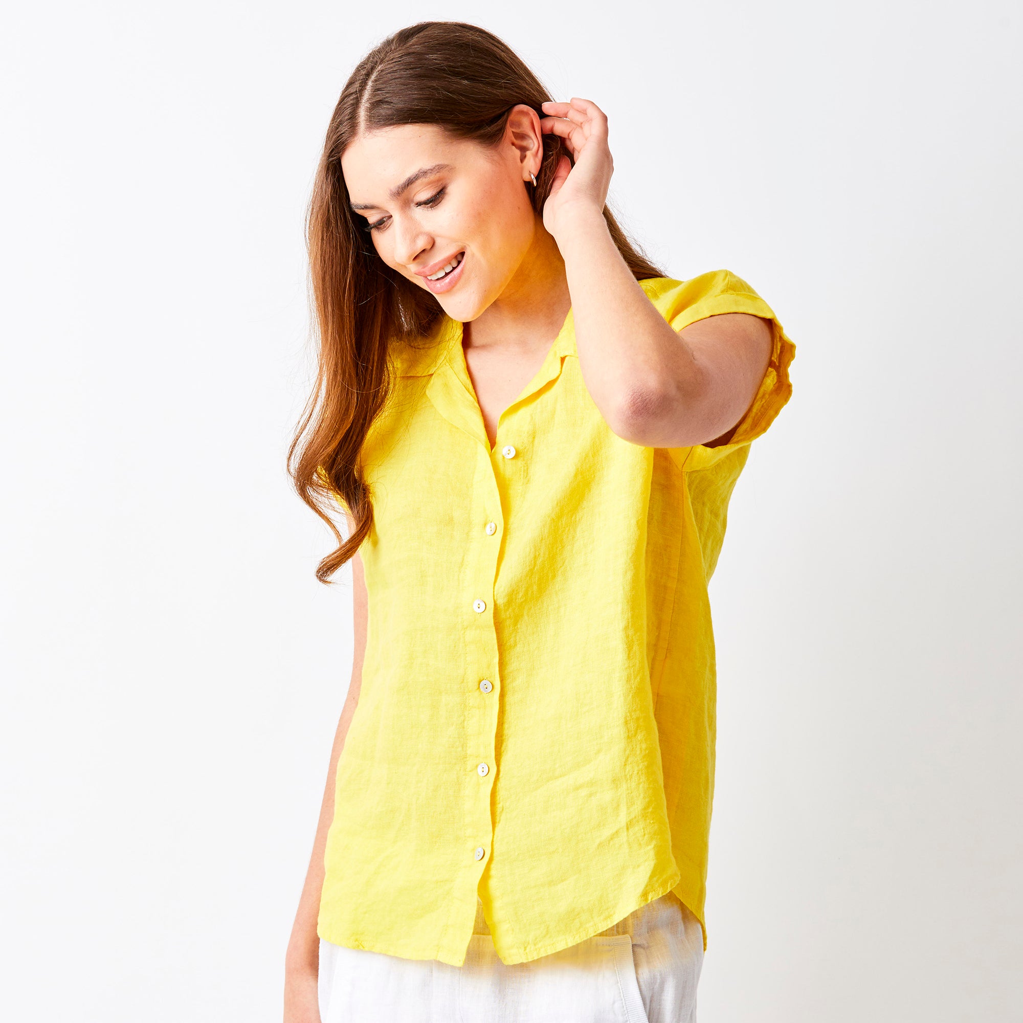 Ynez Short Sleeve Linen Shirt - Suzy D London
