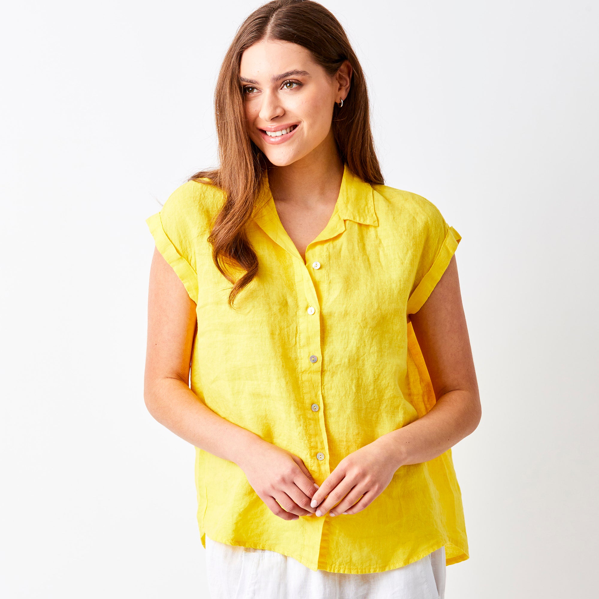 Ynez Short Sleeve Linen Shirt - Suzy D London