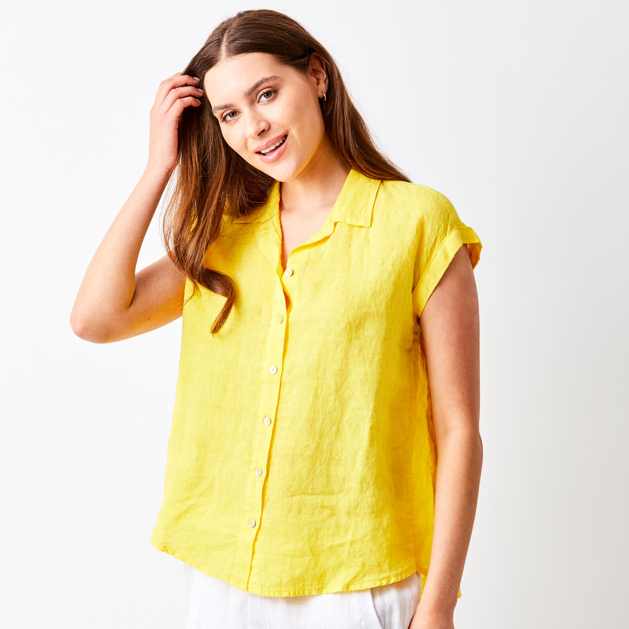 Ynez Short Sleeve Linen Shirt - Suzy D London