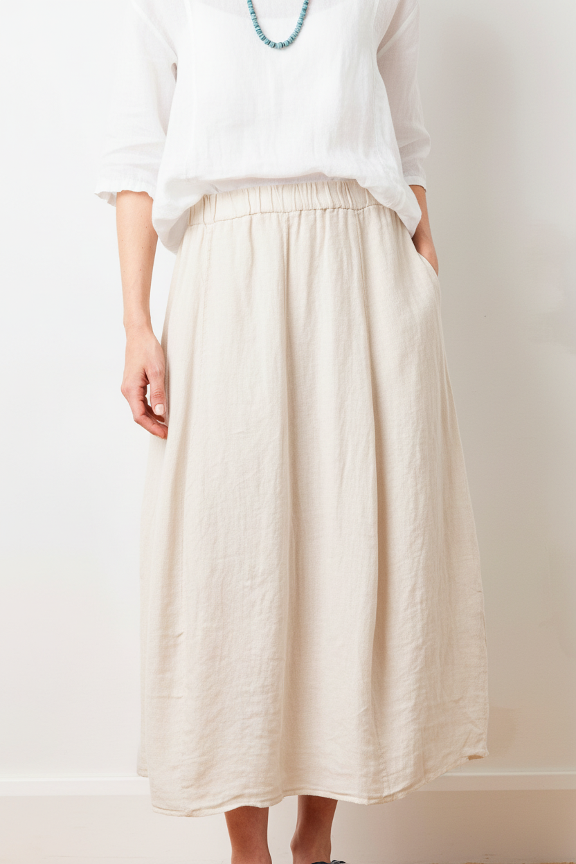 Solene Nude Skirt & White Top