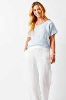 Sonora White Trousers Cloud Blue Top