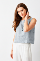 Sylviana Cloud Blue Top White Trousers