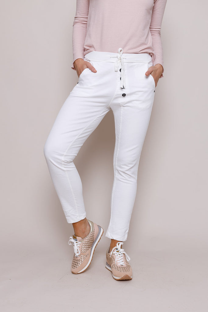 Becca Button Detail Trousers White