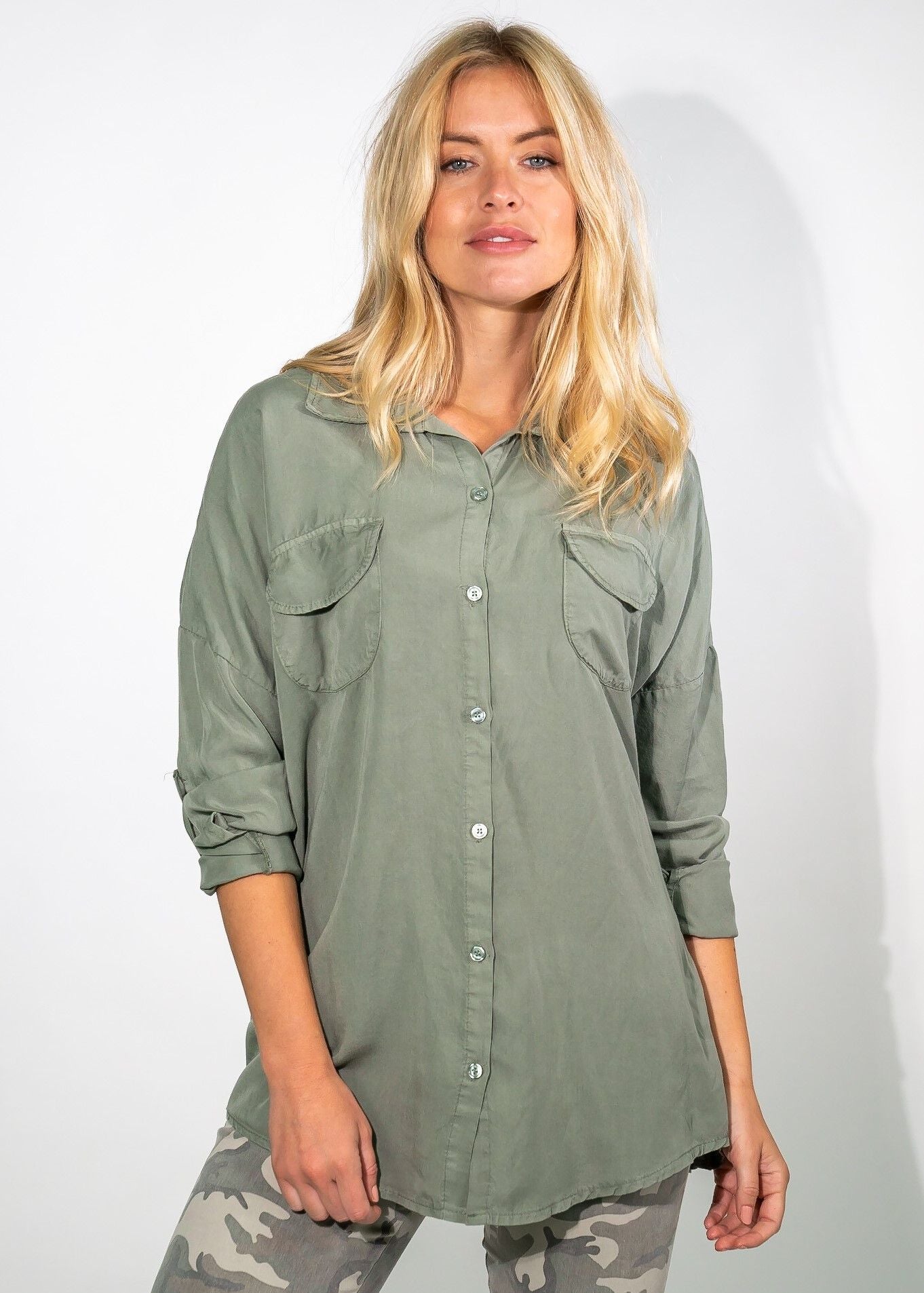 Beth Double Pocket Shirt Olive