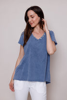 Suzy D Blake Longline Button T-Shirt Jeans