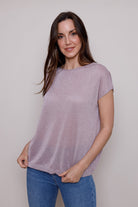 Suzy D Frank Sleeveless Sparkly Top Soft Pink