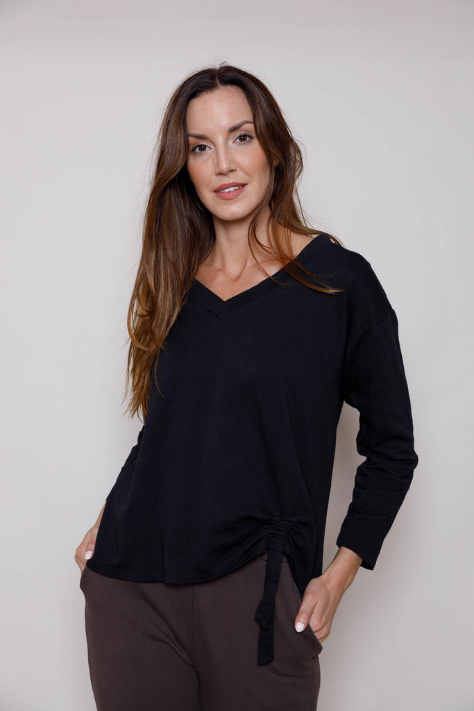 Jessa V Neck Top with Ruched detail Suzy D