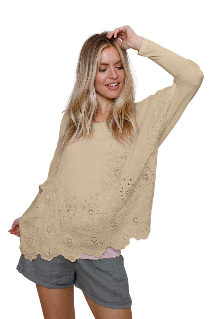 Kendra Broderie Anglais Oversized Top - Suzy D London