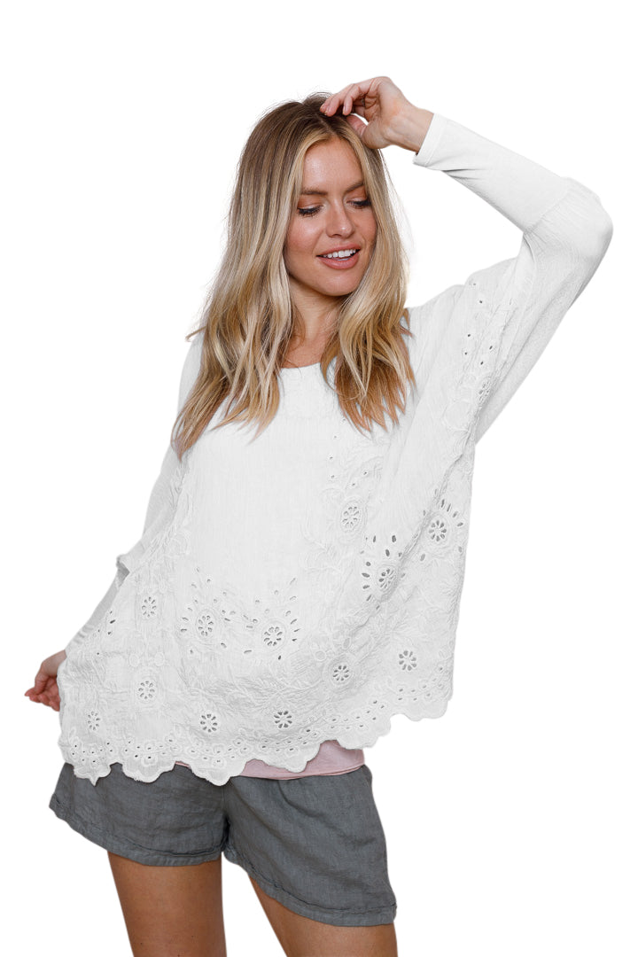 Kendra Broderie Anglais Oversized Top - Suzy D London