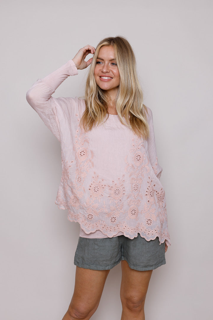 Suzy D Kendra Oversized Top Petal Pink