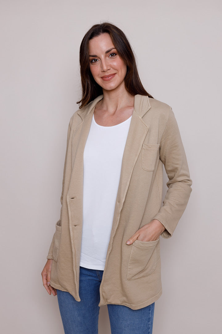 Suzy D Max Long Blazer in Sand