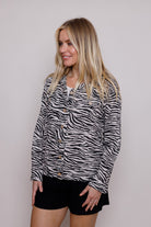 Suzy D Safa Linen Shacket Zebra