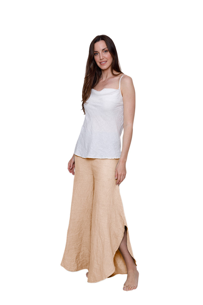 Sahara Linen Wide Leg Trousers With Side Split - Suzy D London