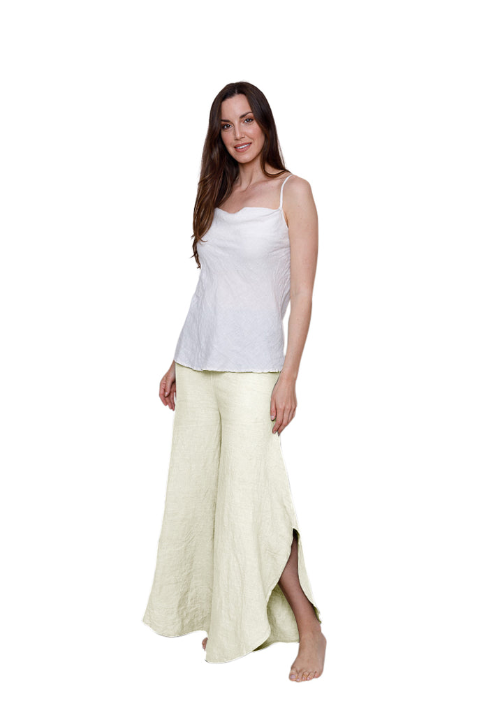 Sahara Linen Wide Leg Trousers With Side Split - Suzy D London