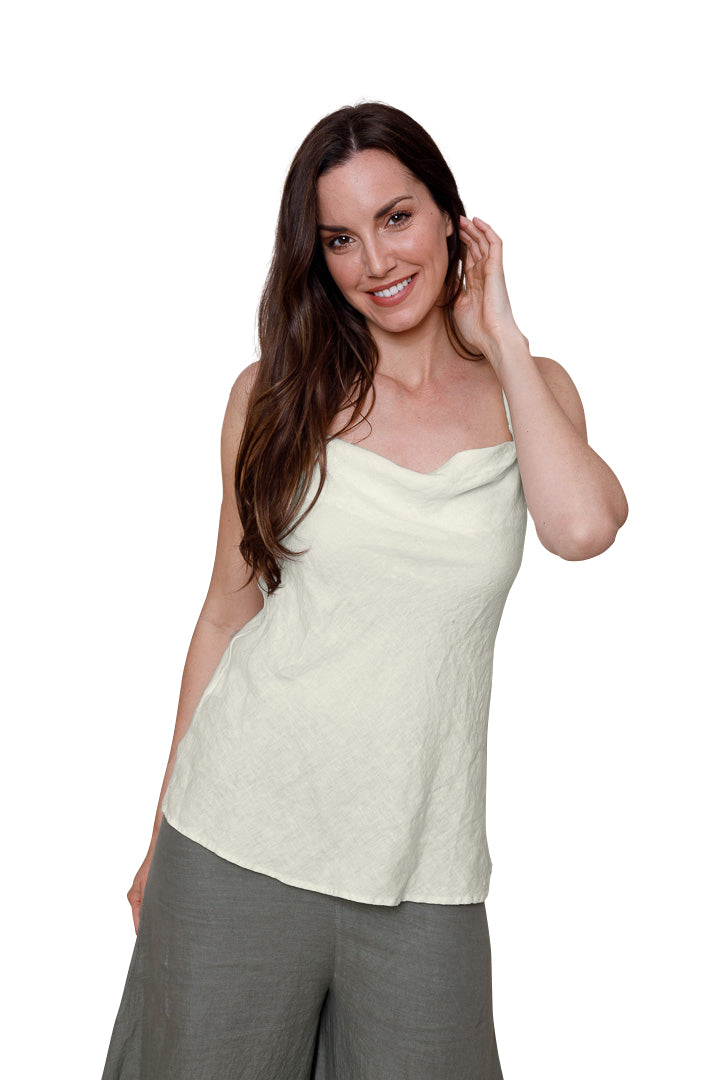 Sarai Drape Front Linen Camisole - Suzy D London