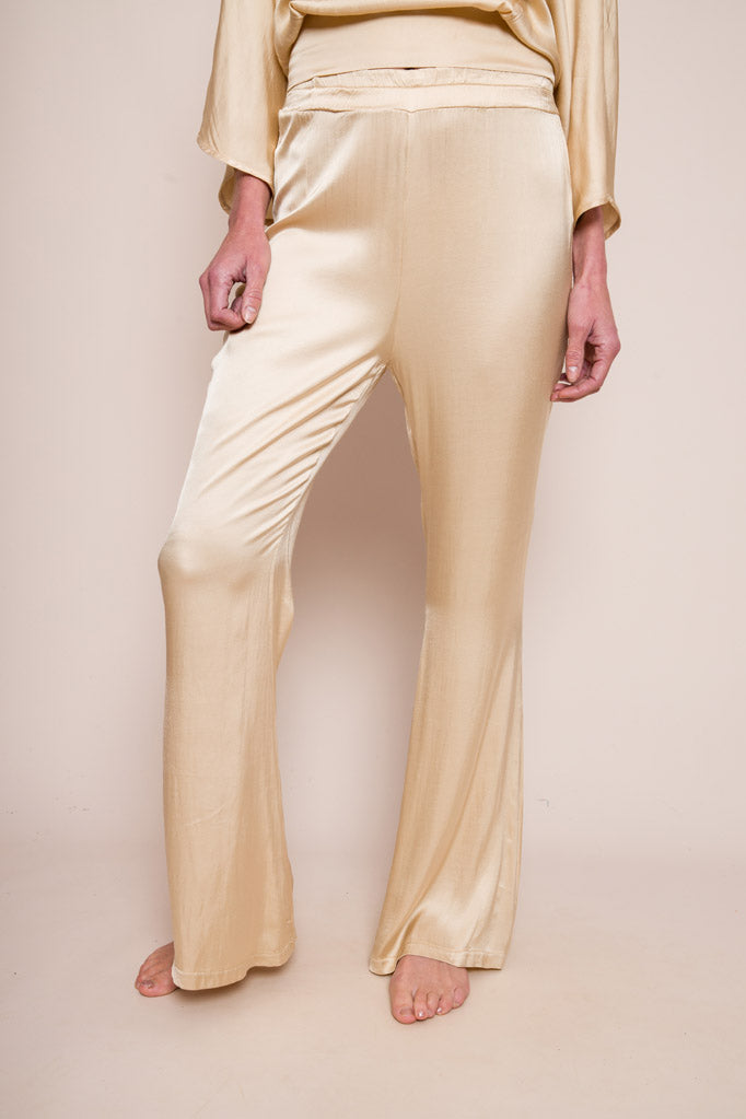 GOLD SUZY D LONDON WALDINA SATIN TROUSERS