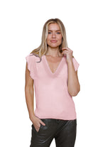 Wanda Frill Sleeve V Neck Top - Suzy D London