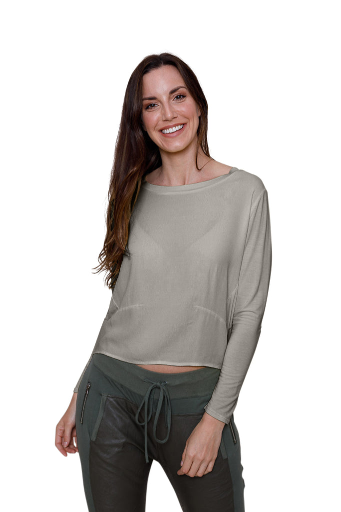 Wax Crepe Hi Lo Top With Jersey Sleeves - Suzy D London