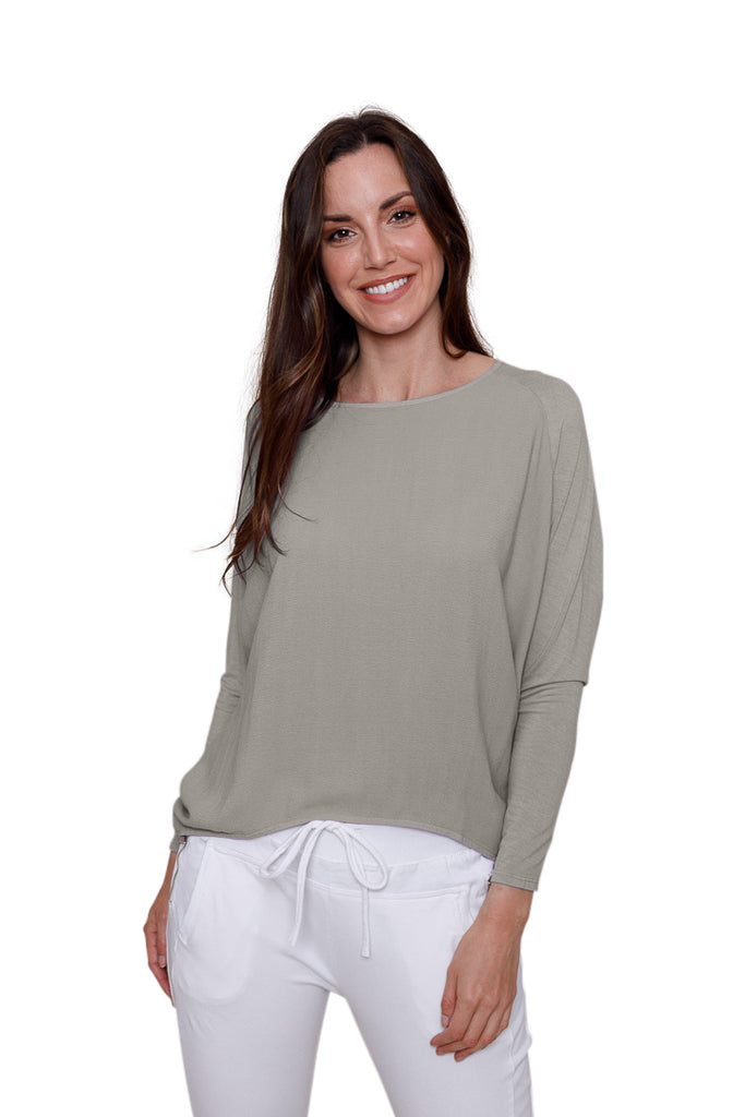 Whoopy Button Back Top With Jersey Sleeves - Suzy D London