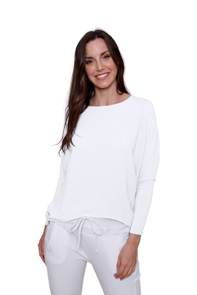 Whoopy Button Back Top With Jersey Sleeves - Suzy D London