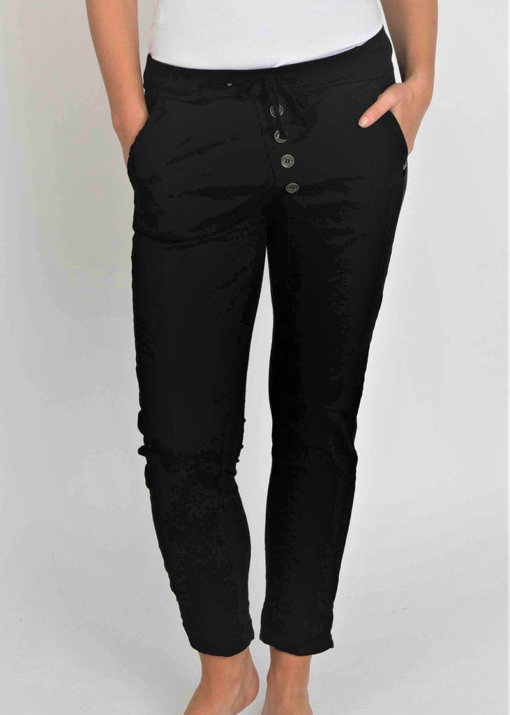Becca Black Joggers with Button detail by Suzy d 